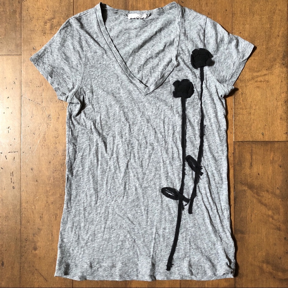 J. Crew Tissue Poppy Tee in Gray & Navy Blue Med - Picture 2 of 3